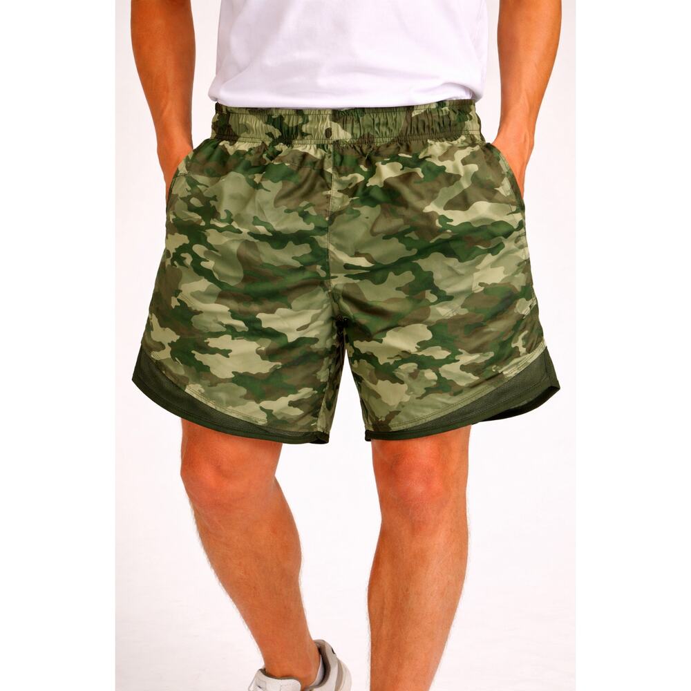 Camo Athletic Running Shorts Men’s Lightweight Mesh Lined Elastic Waist